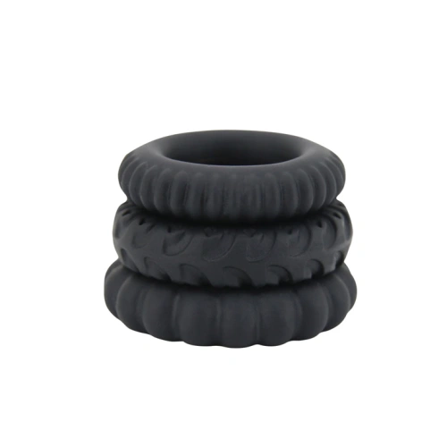 3 pcs. Titan Silicone Ribbed Cock Rings [2]