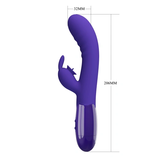Cerberus Youth Mini Tongue Rechargeable Silicone Rabbit Vibrator Purple [6]