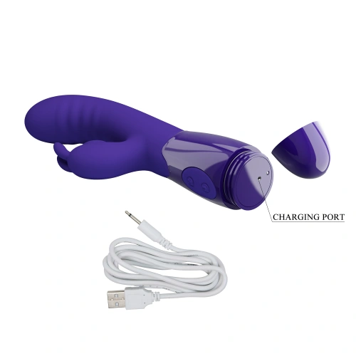 Cerberus Youth Mini Tongue Rechargeable Silicone Rabbit Vibrator Purple [8]