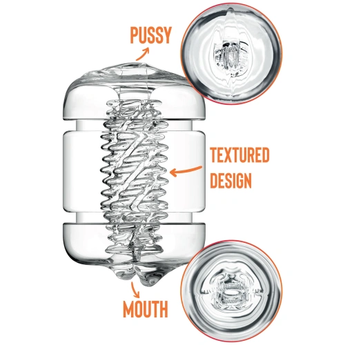 Nina - Compact double-sided masturbator Private Crystal Clear Pussy & Mouth transparent [3]