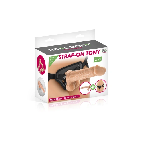 Strap-on belt with realistic dildo Real Body Tony [6]