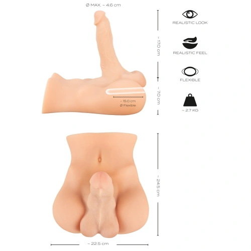 Nina - 2 in 1 masturbator anus with bending dildo Realistixxx Deluxe M02 [7]