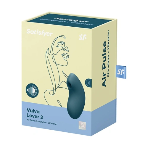 2 in 1 Clitoris stimulator made of silicone with vibrations and air waves Satisfyer Vulva Lover 2 blue [9]