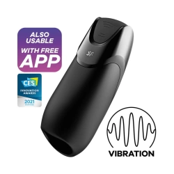 Rechargeable vibrating masturbator with App Satisfyer Men Vibration Plus