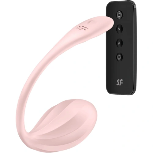 Satisfyer Ribbed Petal Pink Rechargeable Embossed Vibro Egg with Remote Control and Mobile App