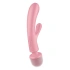 Veronica Color Satisfyer Triple Lover Silicone Rechargeable 2 in 1 Massager and Rabbit Vibrator Pink [1]