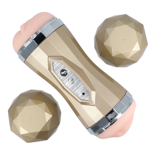 Double Delight Cyber ​​Leather Vibrating Double Sided Masturbator [1]