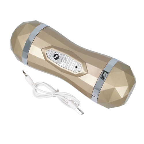 Double Delight Cyber ​​Leather Vibrating Double Sided Masturbator [10]