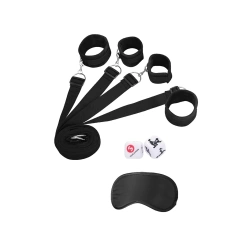 Ralica Set with Bondage Restraints for Bed Black & White