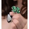 Lucky Clover L metal anal dilator-jewel with green crystal-clover
