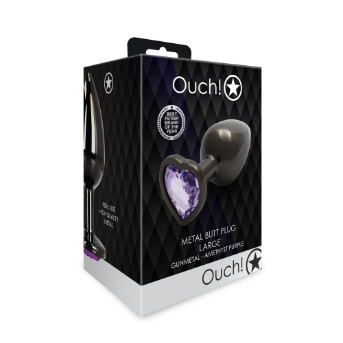 Metal Butt Plug with Purple Crystal Heart Ouch! L [10]