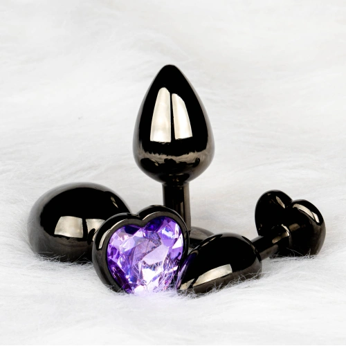 Metal Butt Plug with Purple Crystal Heart Ouch! L [5]
