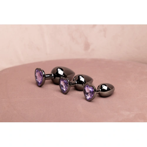 Metal Butt Plug with Purple Crystal Heart Ouch! L [6]