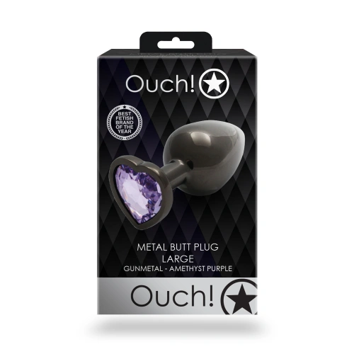 Metal Butt Plug with Purple Crystal Heart Ouch! L [9]