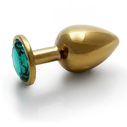 Metal anal plug with green crystal Ouch! Emerald L golden [1]