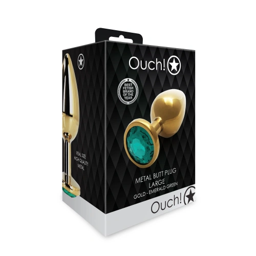 Metal anal plug with green crystal Ouch! Emerald L golden [10]