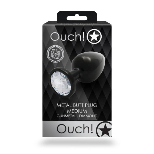 Metal Anal Plug with Crystal Ouch! M black [10]