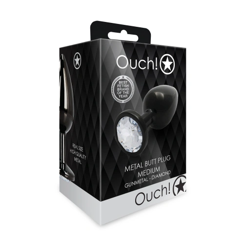 Metal Anal Plug with Crystal Ouch! M black [11]