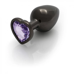 Metal Butt Plug with Purple Crystal Heart Ouch! M
