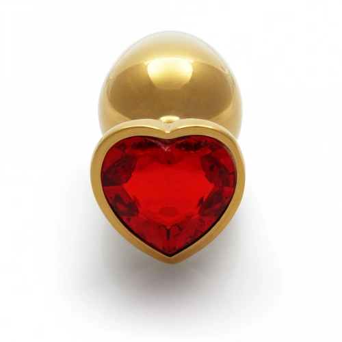 Metal Butt Plug with Red Crystal Heart Ouch! Ruby M golden [2]