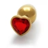 Metal Butt Plug with Red Crystal Heart Ouch! Ruby M golden [3]