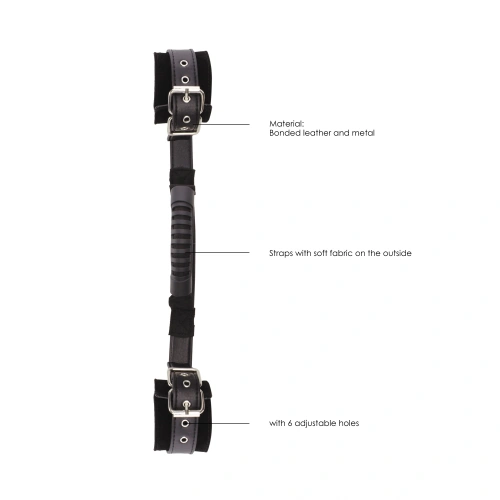 Nina - Linked Leather Wrist Restraints with Handle Ouch! Black & White [4]