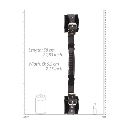 Nina - Linked Leather Wrist Restraints with Handle Ouch! Black & White [5]