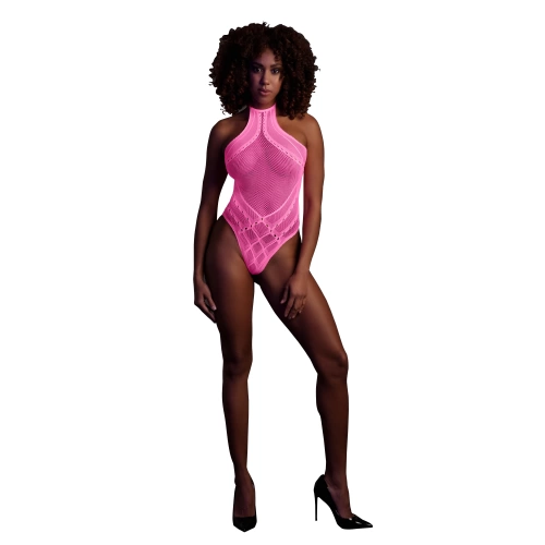 Nina Halter Neck Mesh Bodysuit Ouch! Glow In The Dark neon pink Nina Halter Neck Mesh Bodysuit Ouch! Glow In The Dark neon pink