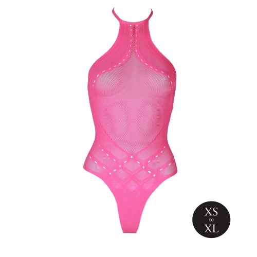 Nina Halter Neck Mesh Bodysuit Ouch! Glow In The Dark neon pink [7]
