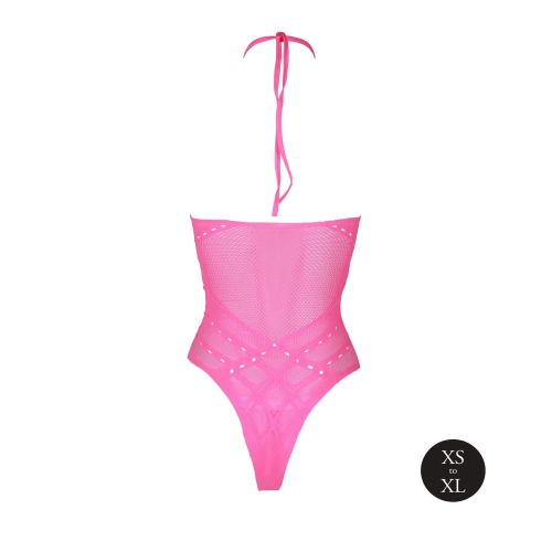 Nina Halter Neck Mesh Bodysuit Ouch! Glow In The Dark neon pink [8]