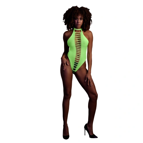 Nina - Erotic revealing bodysuit with open bottom Ouch! Glow In The Dark neon green [2]