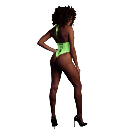 Nina - Erotic revealing bodysuit with open bottom Ouch! Glow In The Dark neon green [3]