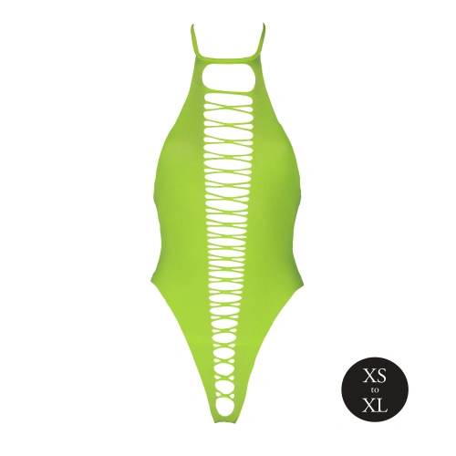 Nina - Erotic revealing bodysuit with open bottom Ouch! Glow In The Dark neon green [4]