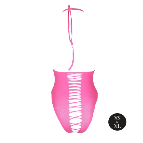 Erotic revealing bodysuit with open bottom Ouch! Glow In The Dark neon pink [5]