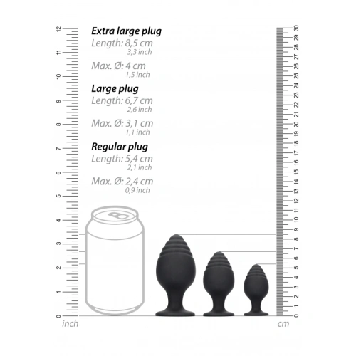 Set of 3 pcs. ribbed silicone anal dilators Ouch! Rippled [6]