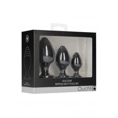 Set of 3 pcs. ribbed silicone anal dilators Ouch! Rippled [7]