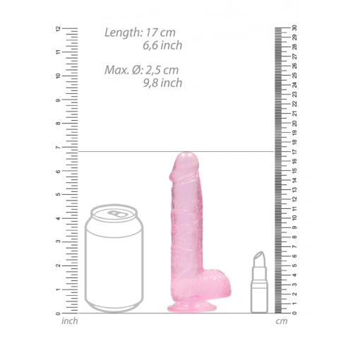 Realistic dildo with testicles Crystal Clear 17 cm. pink [5]