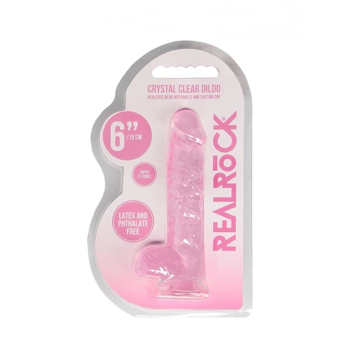 Realistic dildo with testicles Crystal Clear 17 cm. pink [6]