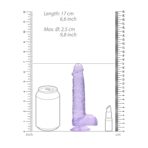 Realistic dildo with testicles Crystal Clear 17 cm. purple [5]
