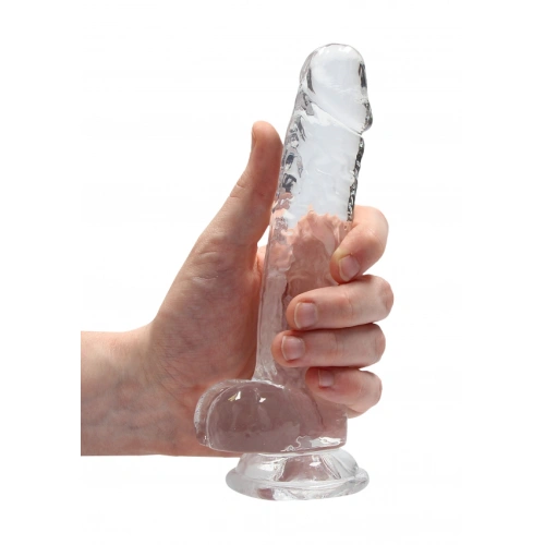 Realistic dildo with testicles Crystal Clear 19 cm. transparent [4]