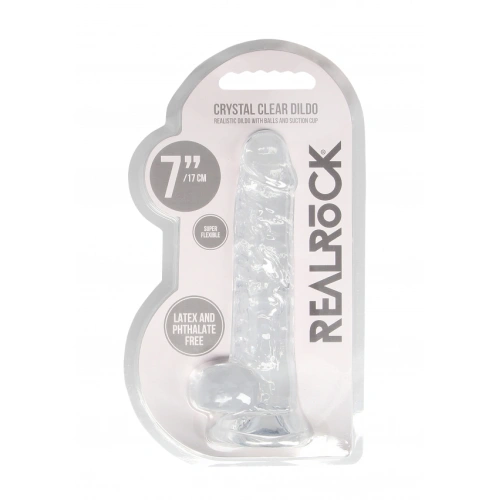 Realistic dildo with testicles Crystal Clear 19 cm. transparent [6]