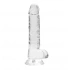 Realistic dildo with testicles Crystal Clear 19 cm. transparent