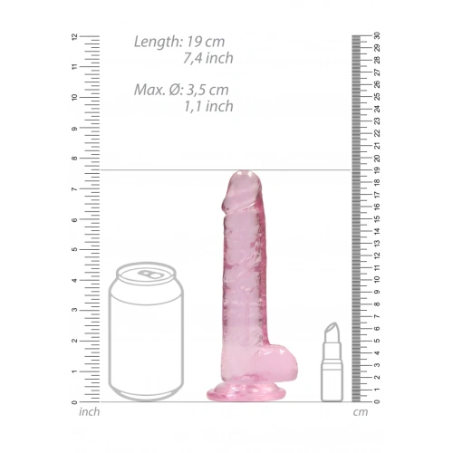 Realistic dildo with testicles Crystal Clear 19 cm. pink [8]