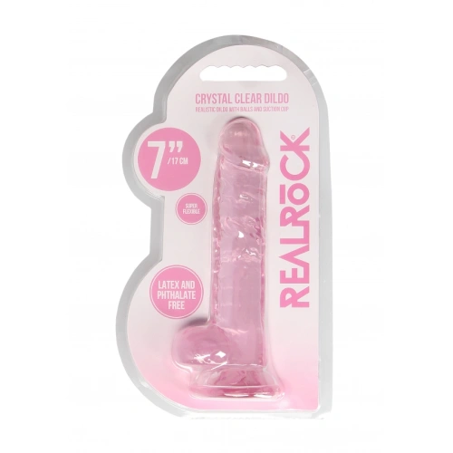 Realistic dildo with testicles Crystal Clear 19 cm. pink [9]