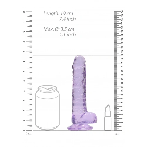 Realistic dildo with testicles Crystal Clear 19 cm. purple [5]