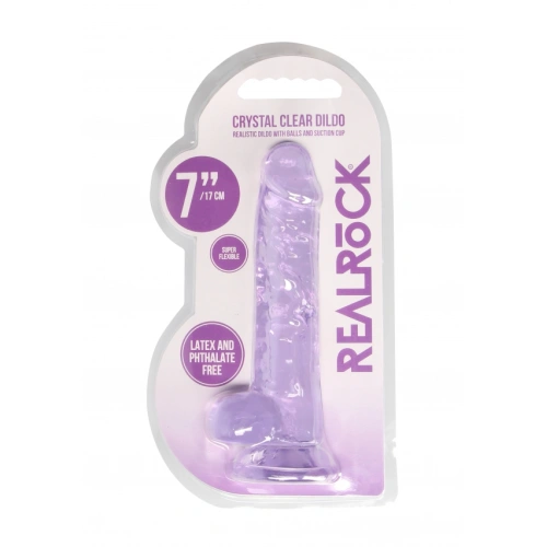 Realistic dildo with testicles Crystal Clear 19 cm. purple [6]