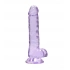 Realistic dildo with testicles Crystal Clear 19 cm. purple