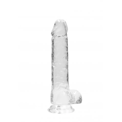 Realistic dildo with testicles Crystal Clear 21 cm. transparent