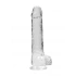Realistic dildo with testicles Crystal Clear 24 cm. transparent