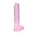 Realistic dildo with testicles Crystal Clear 24 cm. pink